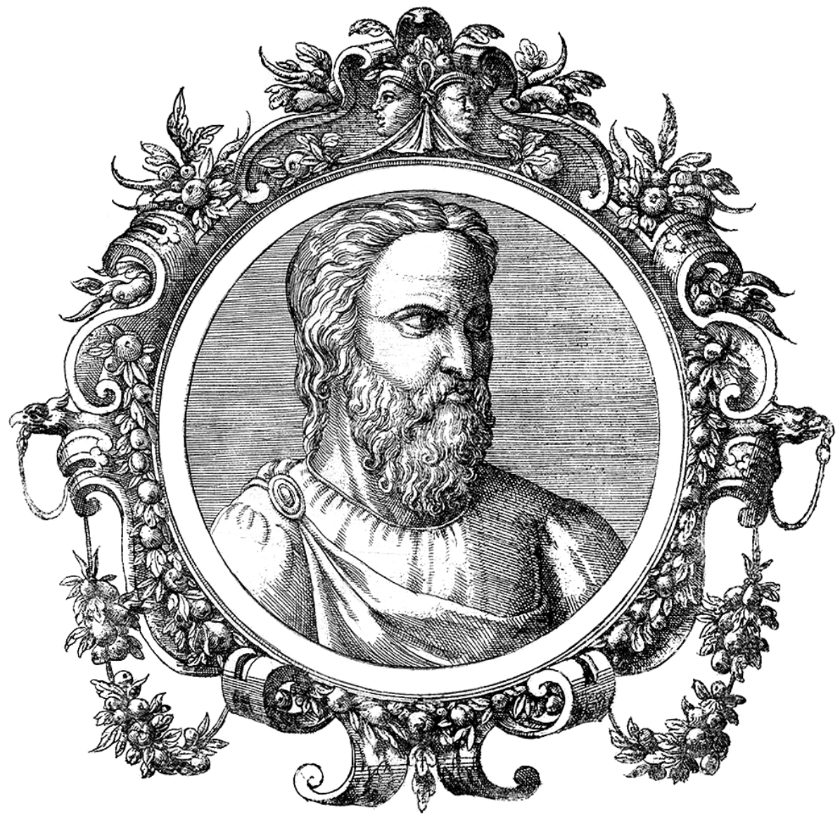 Aretaeus of Cappadocia, from Icones veterum aliquot, ac recentium medicorum, philosophorumque elegiolis suis editae (1574)